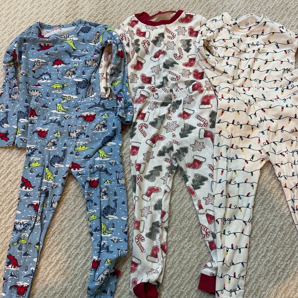 Kids Holiday Dinosaur and Holiday Print Two Piece Pajamas